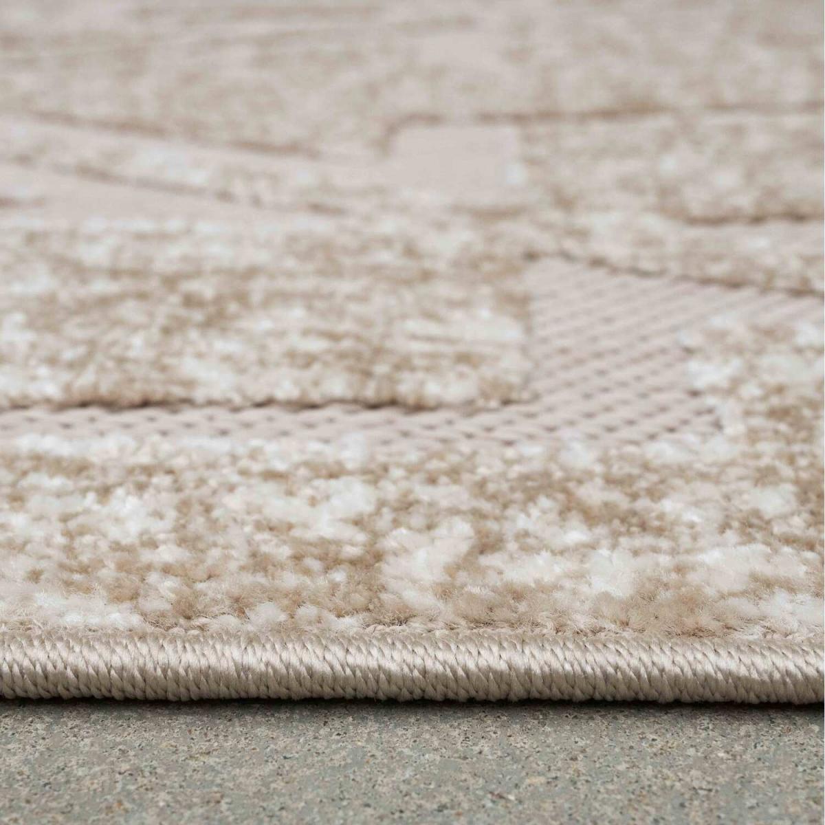Beige Textured Modern Trellis Geometric Weatherproof Indoor Outdoor Area Rug - Beige / 170 x 120cm – image 3