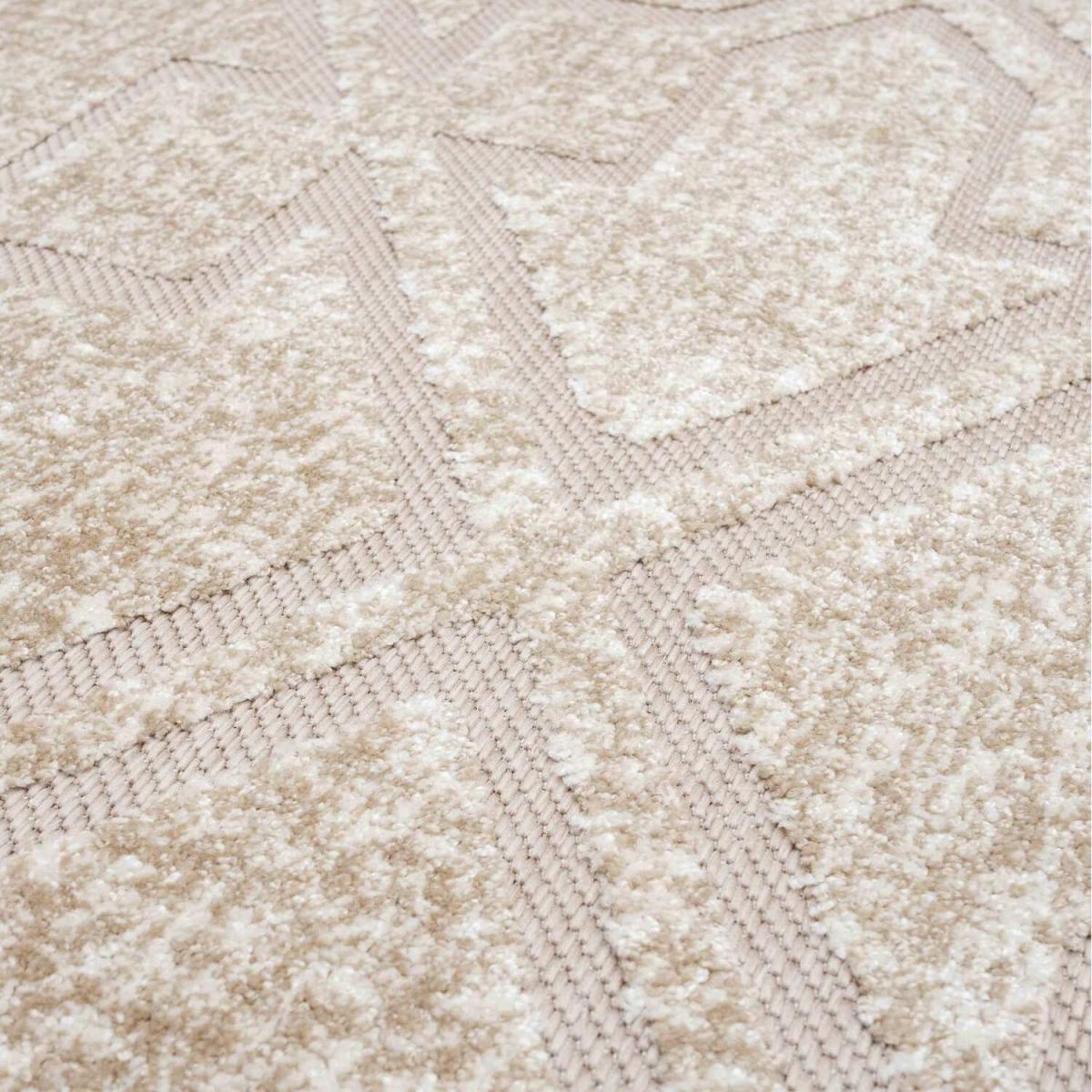 Beige Textured Modern Trellis Geometric Weatherproof Indoor Outdoor Area Rug - Beige / 170 x 120cm – image 4