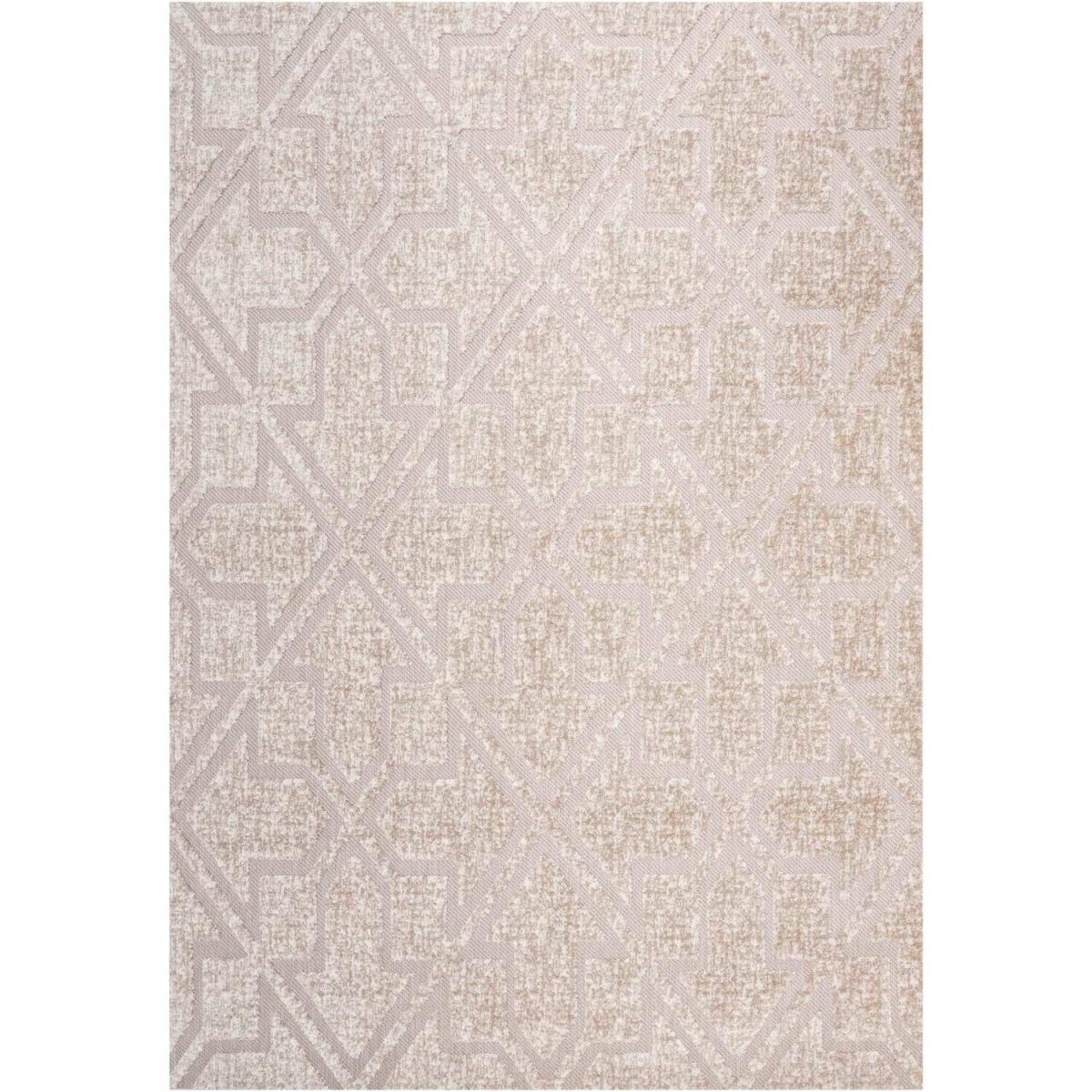 Beige Textured Modern Trellis Geometric Weatherproof Indoor Outdoor Area Rug - Beige / 170 x 120cm – image 6