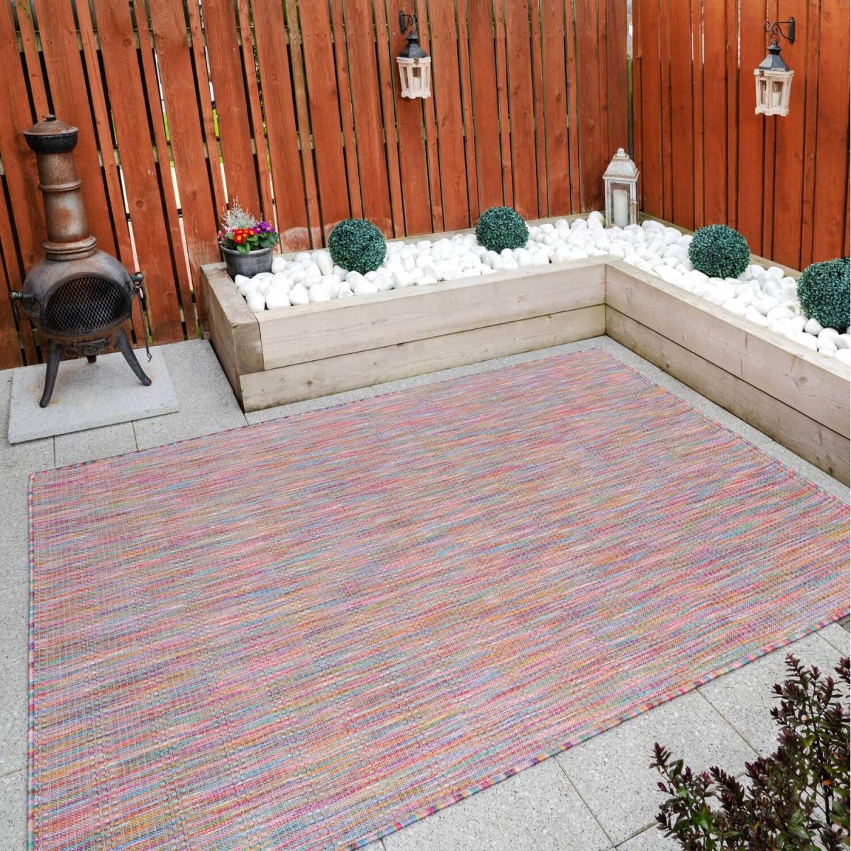 Bright Multicolour Rainbow Durable Mottled Flatweave Indoor Outdoor Area Rug - Multicolour / 290 x 200cm – image 4