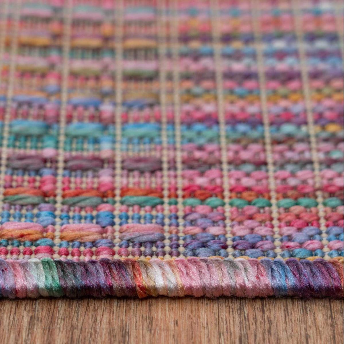 Bright Multicolour Rainbow Durable Mottled Flatweave Indoor Outdoor Area Rug - Multicolour / 290 x 200cm – image 6