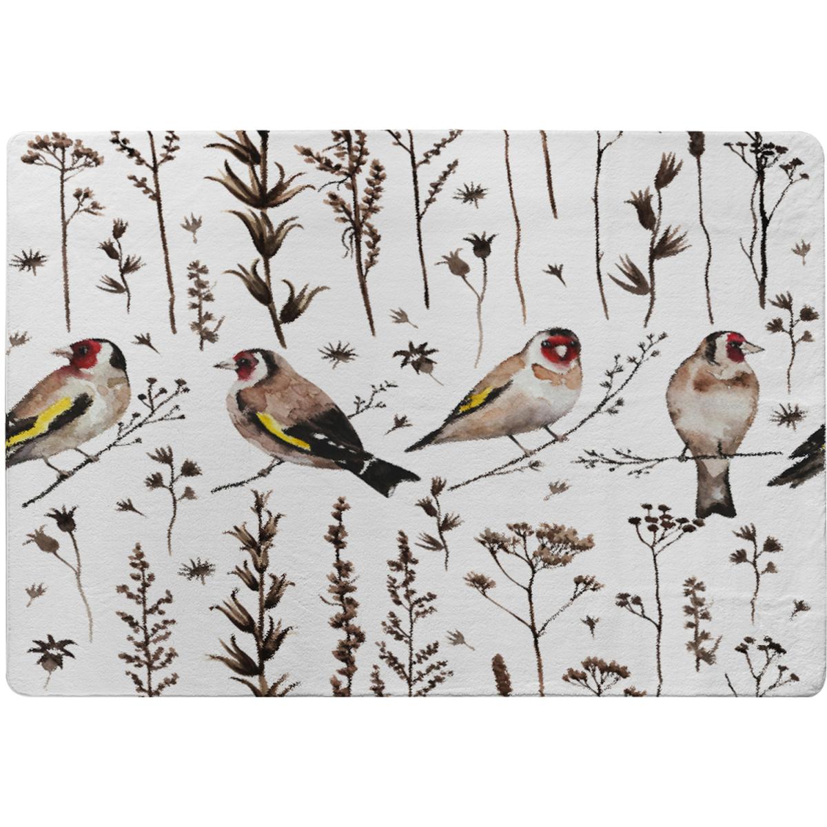 Goldfinches And Autumn Dry Plants Rug - Brown / 230cm – image 2