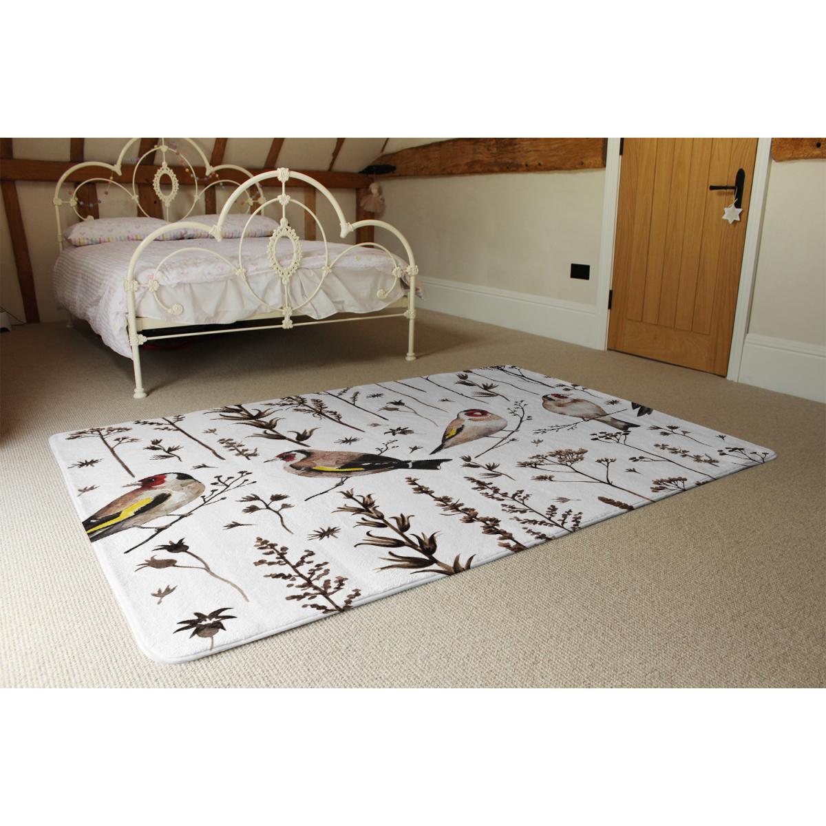Goldfinches And Autumn Dry Plants Rug - Brown / 230cm – image 1