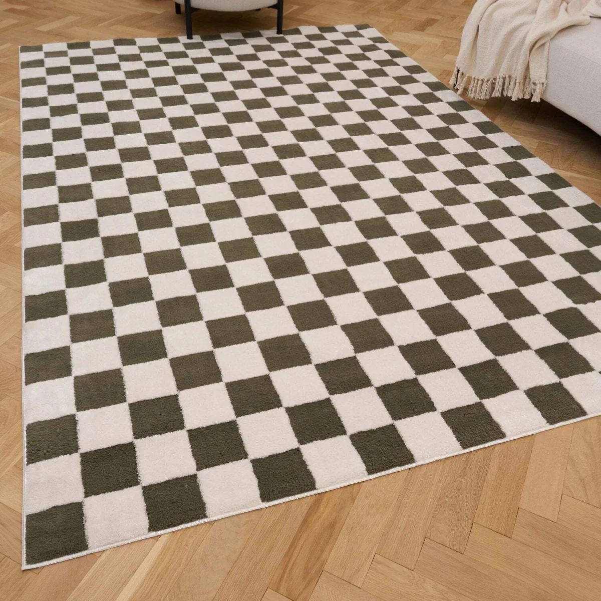 The Rugs Loft Checkerboard Design Textured Rug - Green / 150cm โ image 2