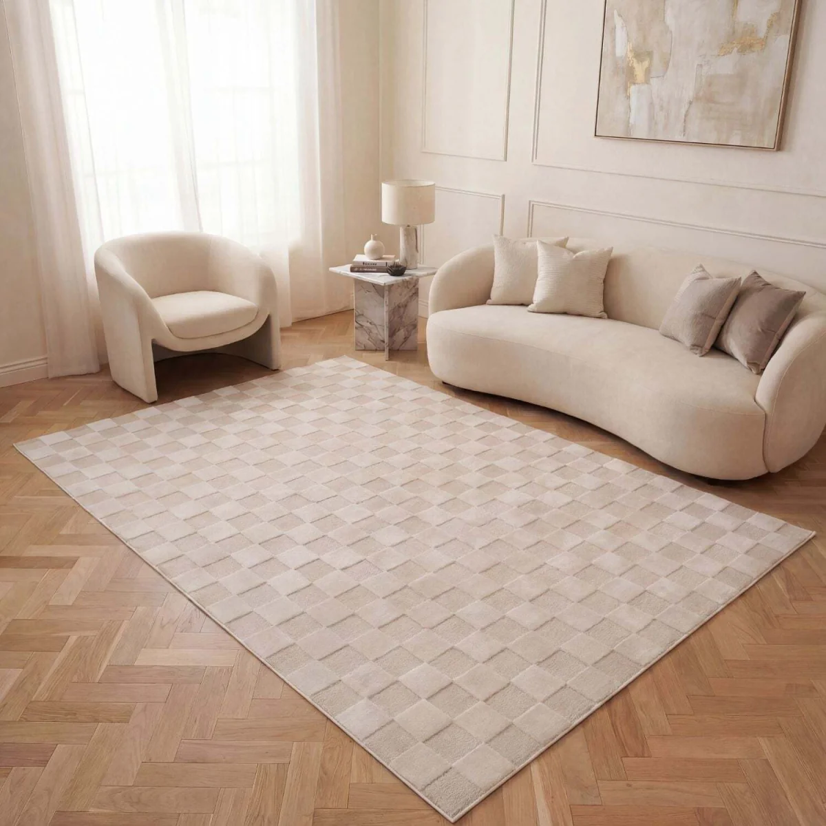 The Rugs Loft Checkerboard Design Textured Rug - Green / 150cm โ image 17
