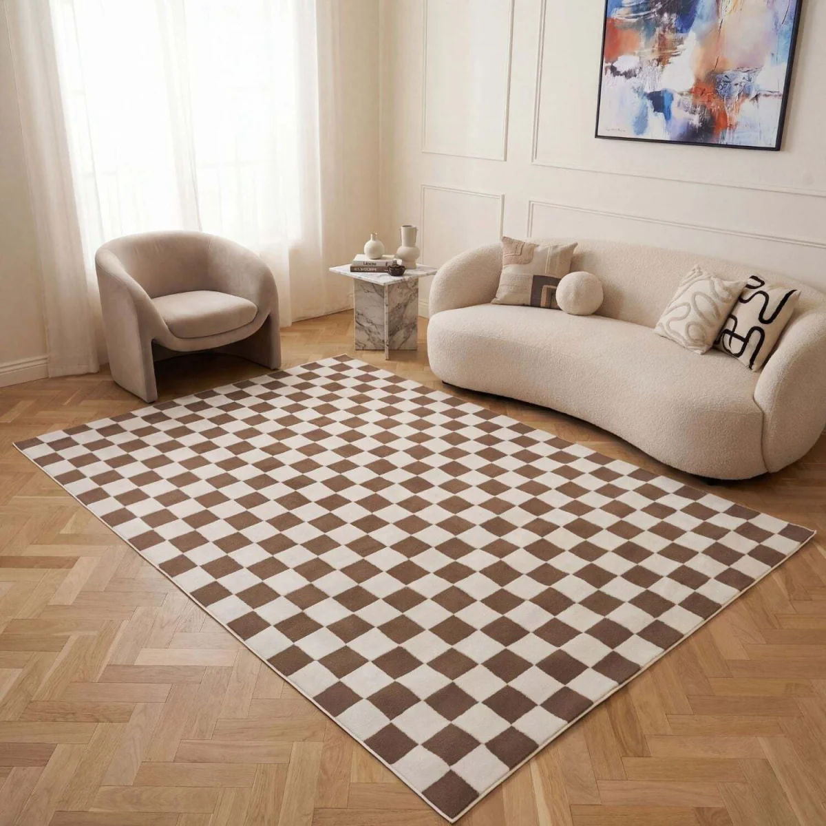 The Rugs Loft Checkerboard Design Textured Rug - Green / 150cm โ image 23