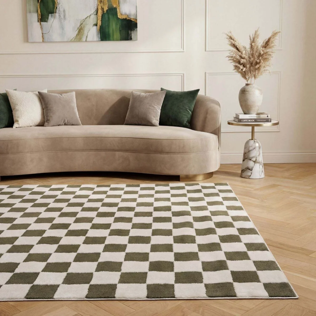 The Rugs Loft Checkerboard Design Textured Rug - Green / 150cm โ image 4