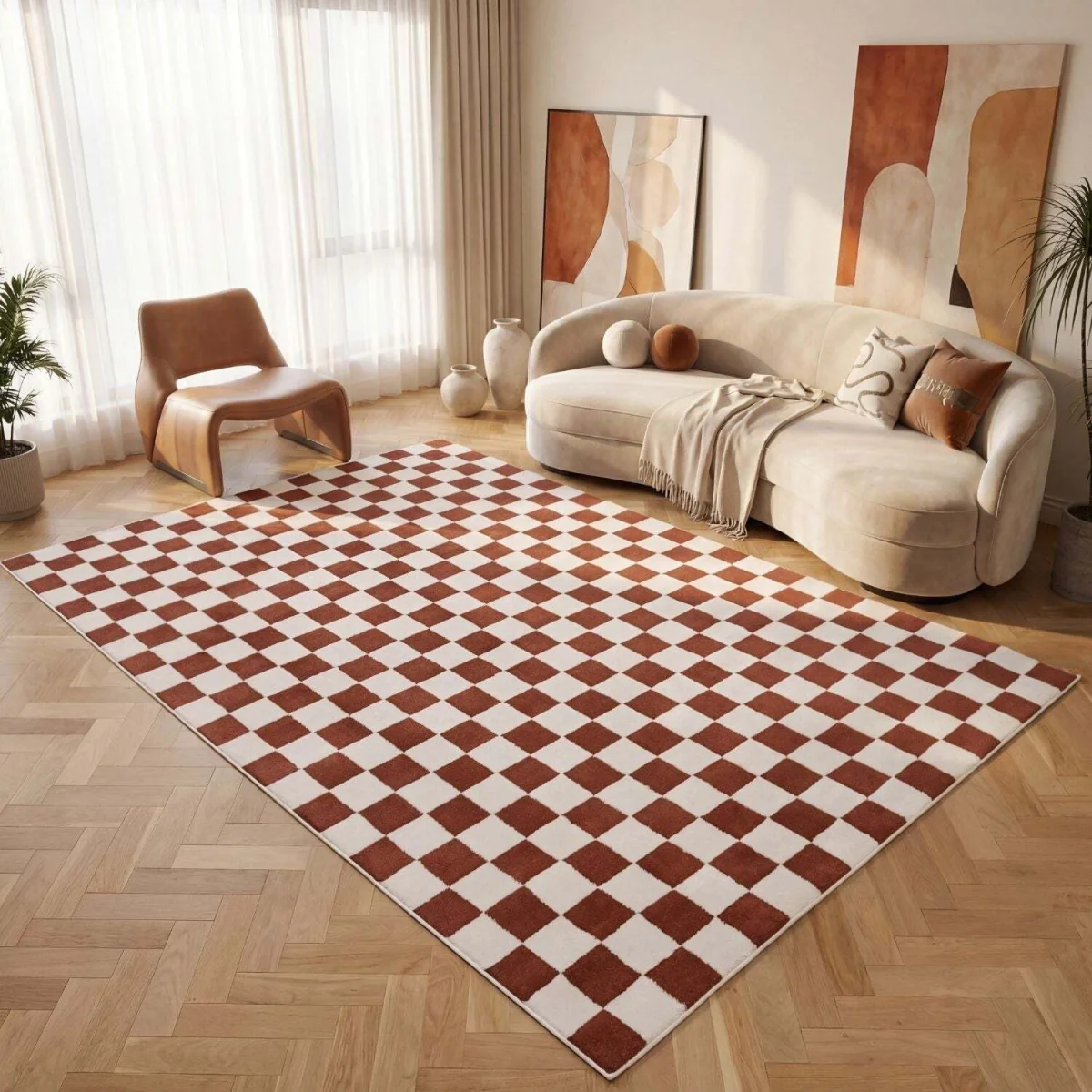 The Rugs Loft Checkerboard Design Textured Rug - Green / 150cm โ image 50