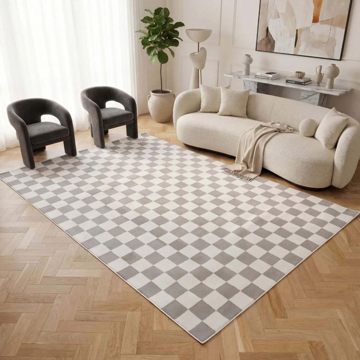 The Rugs Loft Checkerboard Design Textured Rug - Green / 150cm โ image 58