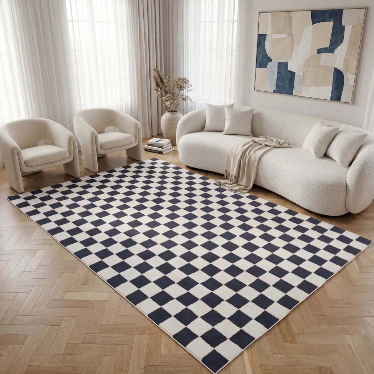 The Rugs Loft Checkerboard Design Textured Rug - Green / 150cm โ image 10