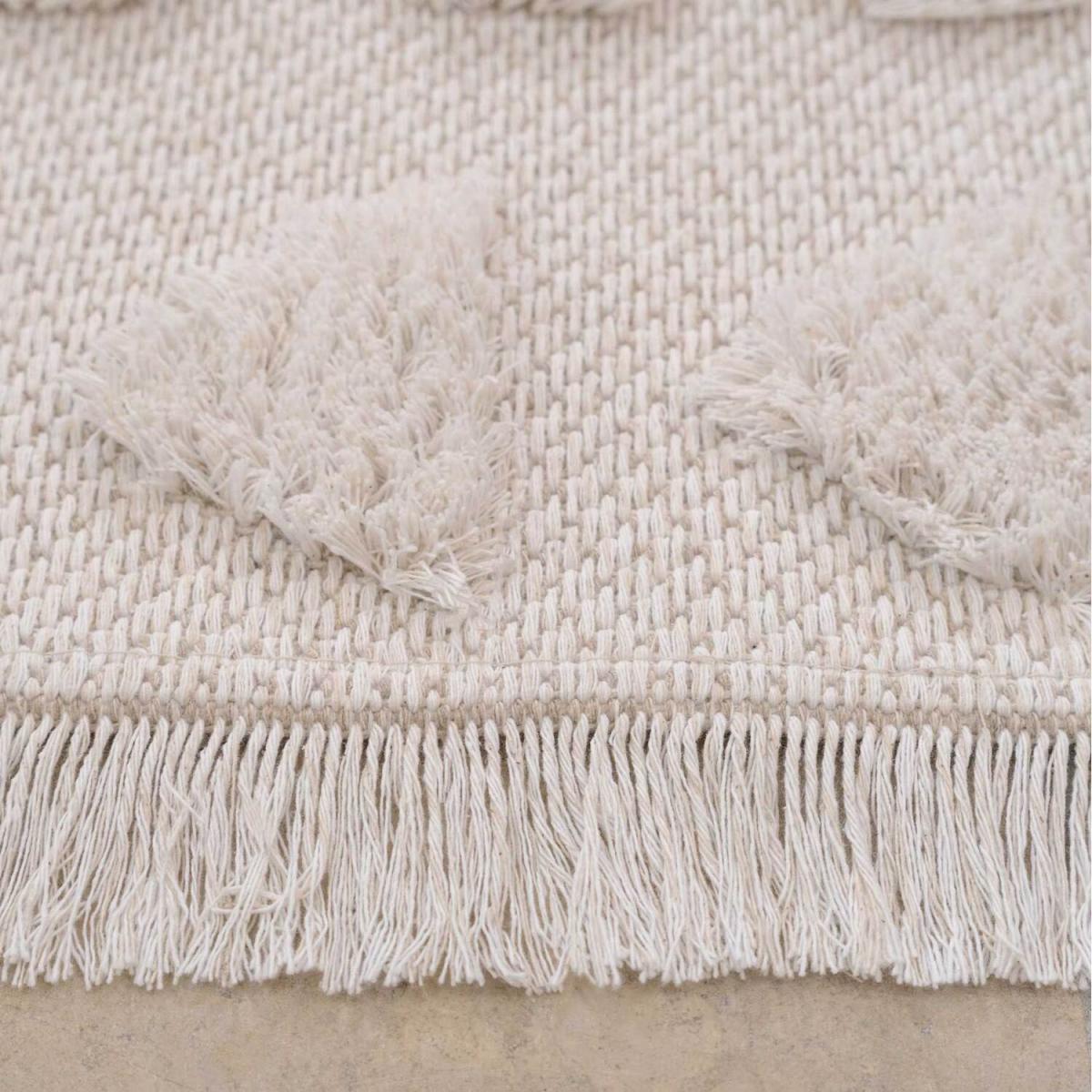 Cream Recycled Cotton 3D Tufted Tribal Aztec Fringed Area Rug - Cream / 230cm – image 4