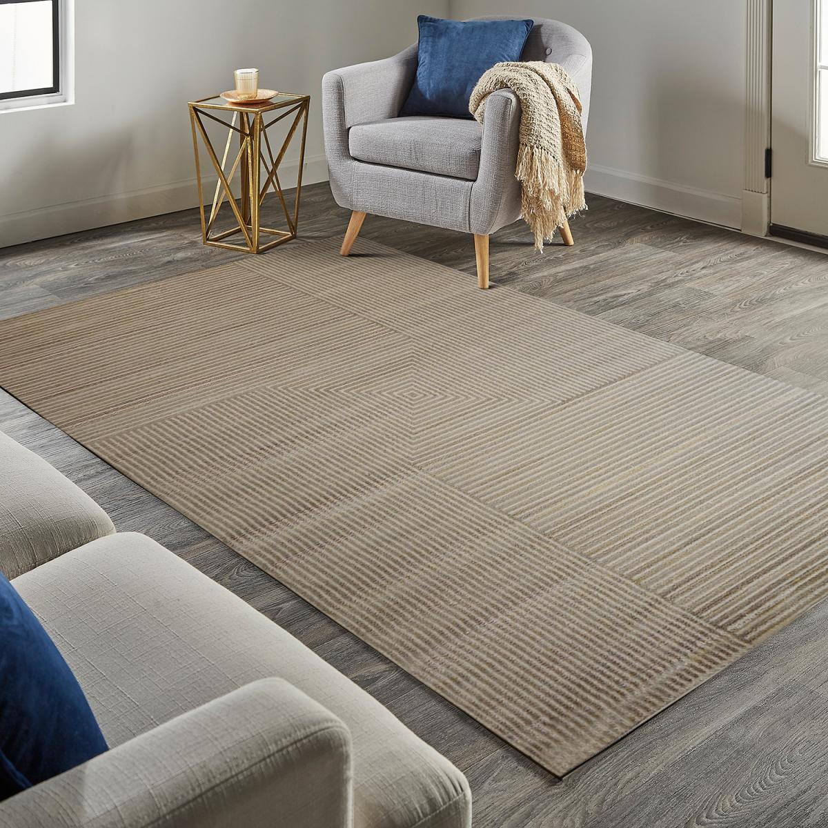 Modern Sand Polyester Pyramid Living Room Rug - Sand / 120x170cm