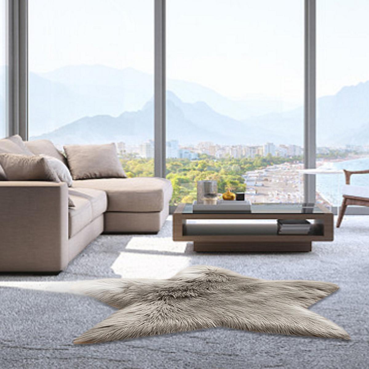 Shag Faux Fluffy Rug Star Shaped - Grey – image 1