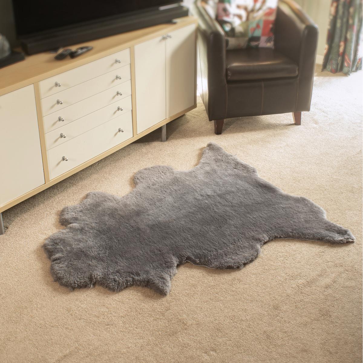 North American Merino Sheepskin Rug in Light Grey - Grey