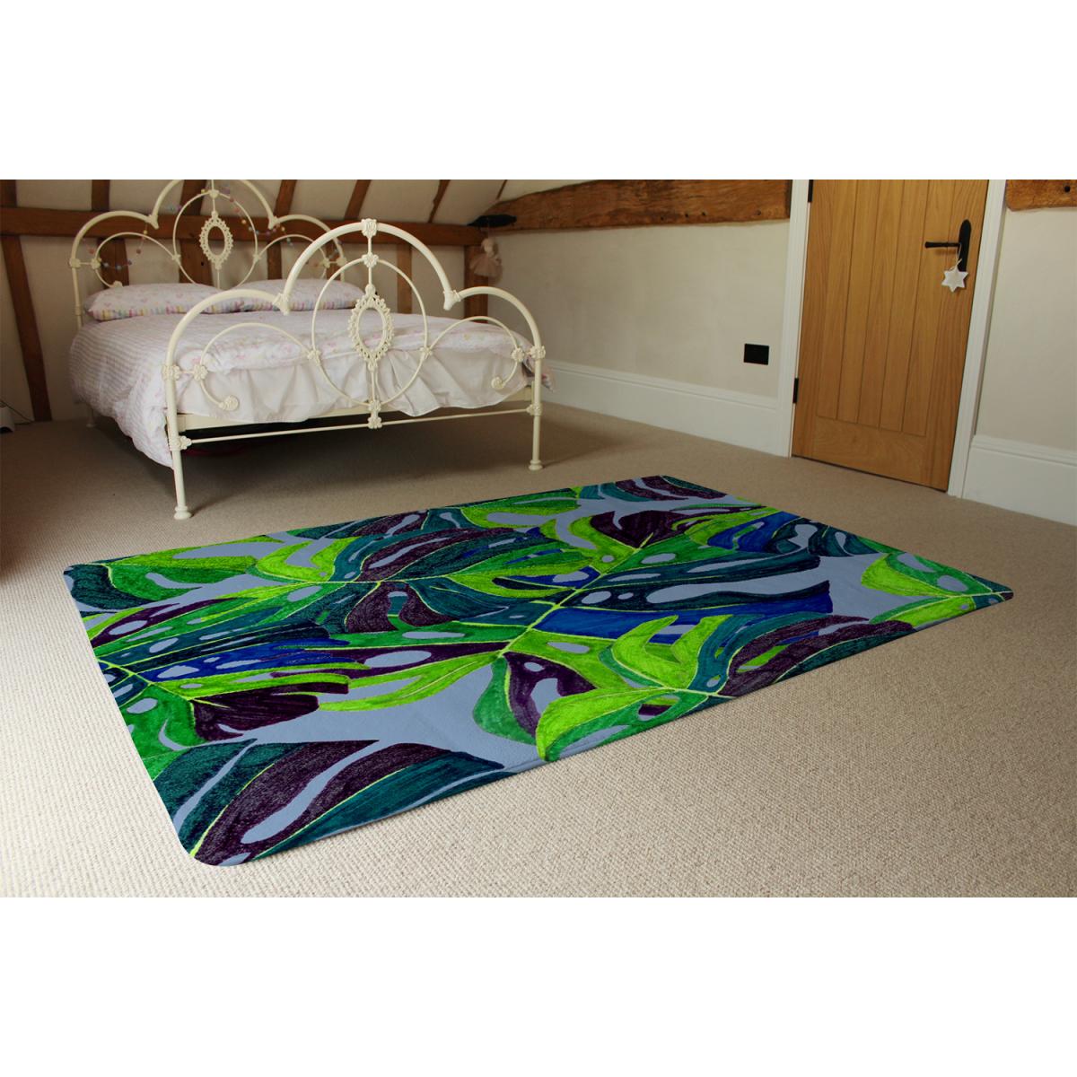 Hand Drawn Exotic Plants Designer Rug - Green / 150cm – image 3