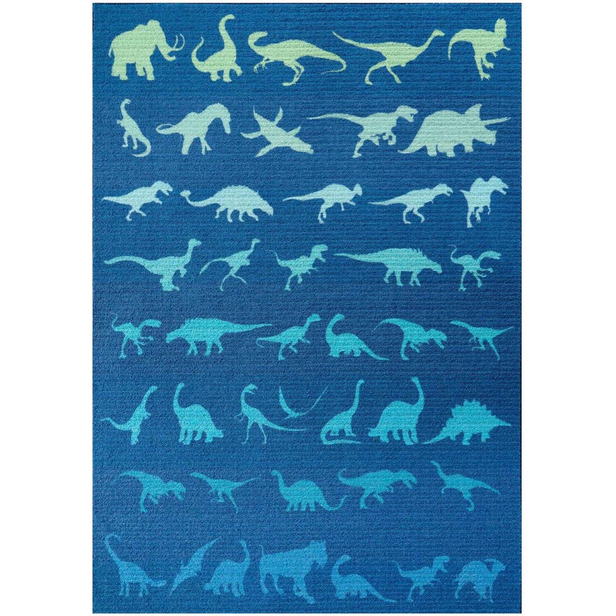 Navy Blue Dino Kids Play Mat Soft Non Slip Washable Bedroom Rug - Navy Blue Ombre / 150 x 80cm – image 2