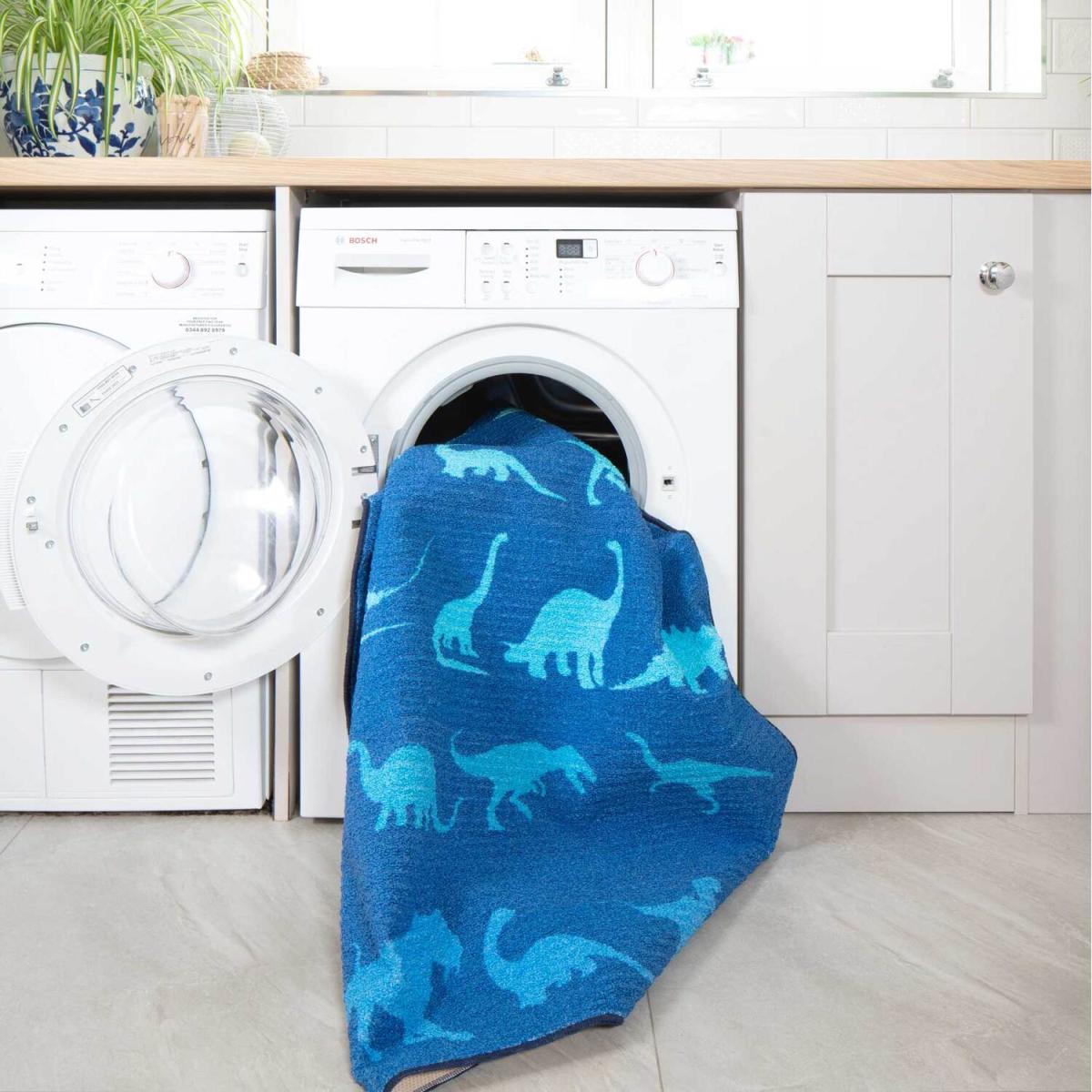 Navy Blue Dino Kids Play Mat Soft Non Slip Washable Bedroom Rug - Navy Blue Ombre / 150 x 80cm – image 3