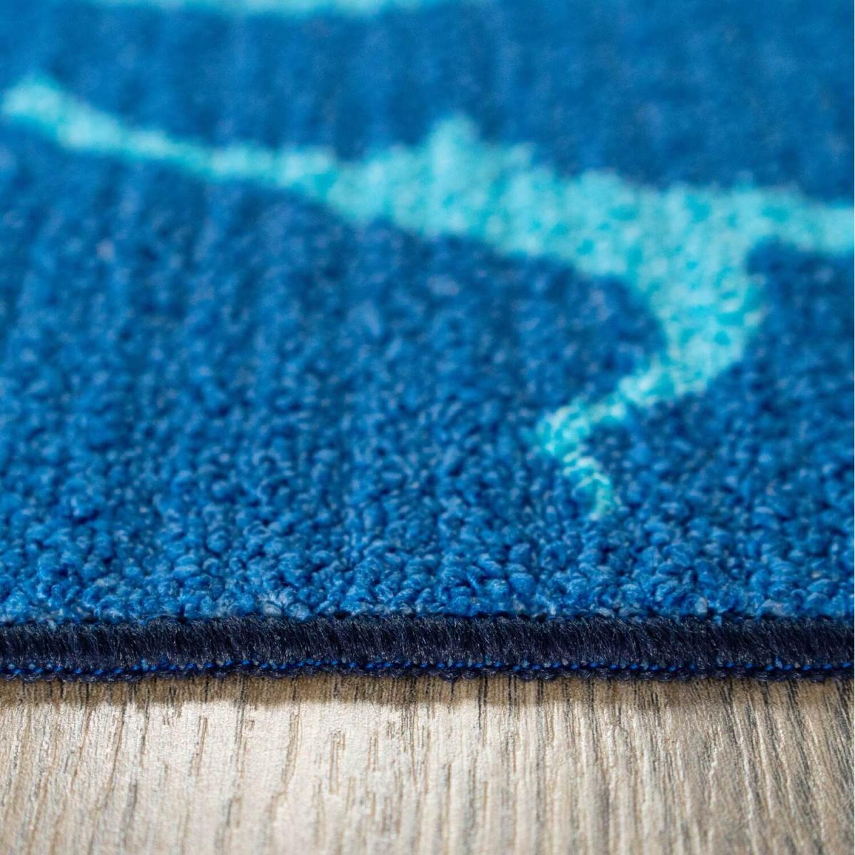 Navy Blue Dino Kids Play Mat Soft Non Slip Washable Bedroom Rug - Navy Blue Ombre / 150 x 80cm – image 4