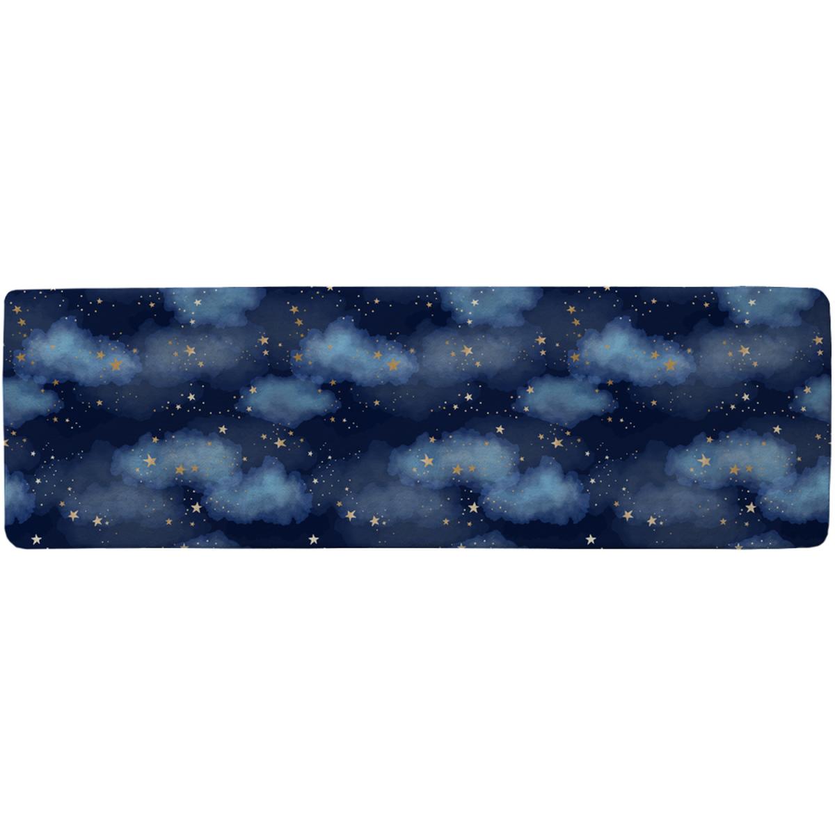 Dark Blue Sky With Gold Foil Constellations Runner Rug - Blue – image 2