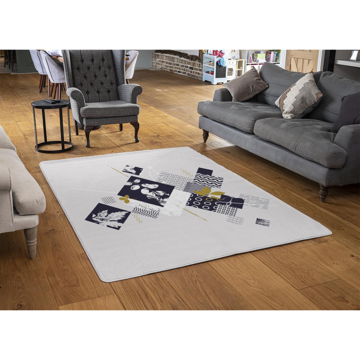 Geometric Squares  Leaves Rug - Blue / 230cm – image 3
