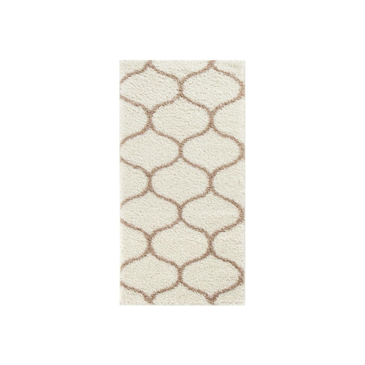 Myshaggy Collection Rugs Trellis Design in Ivory Beige 384 IB - Brown / 2.16kg / 80cm / 80X150 cm