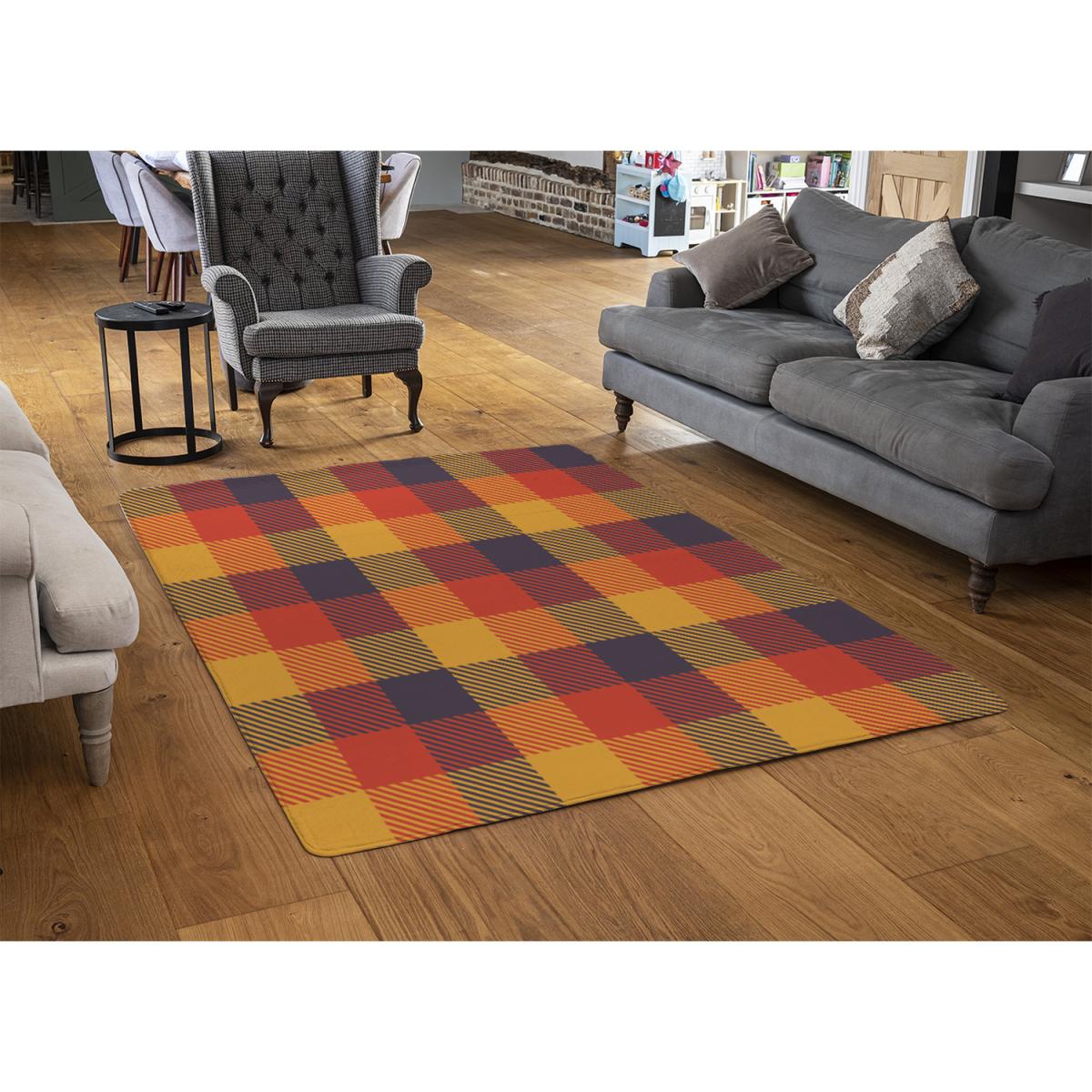 Orange Check Pattern Rug - Orange / 230cm – image 3