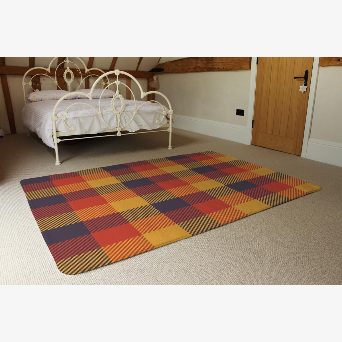 Orange Check Pattern Rug - Orange / 230cm – image 1