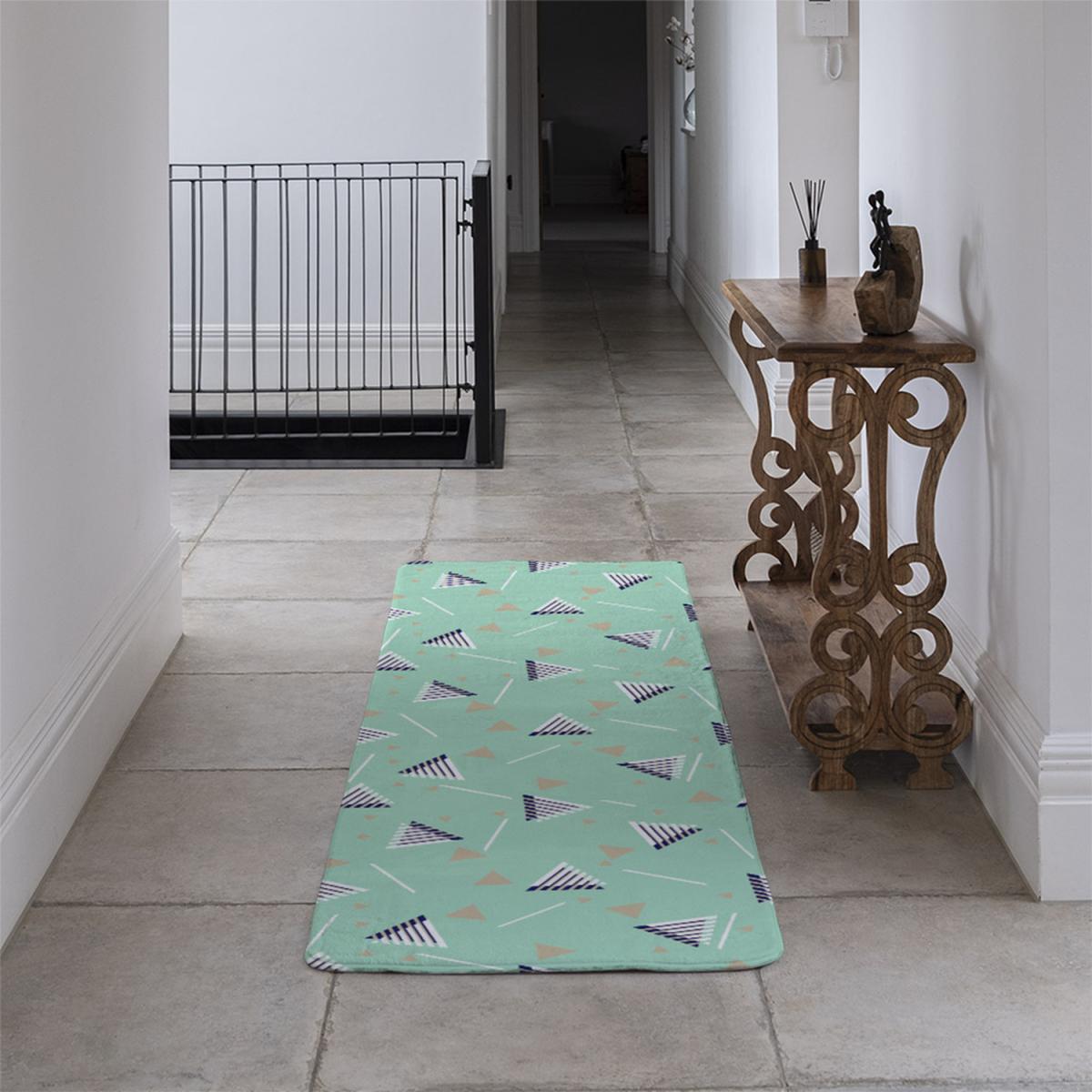 Geometric Triangle Stripes Runner Rug - Green – image 3