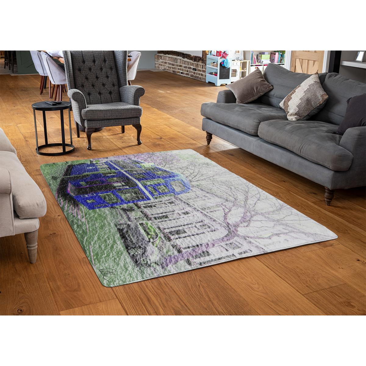 London Bus Behind Blue Rug - Blue / 230cm – image 3