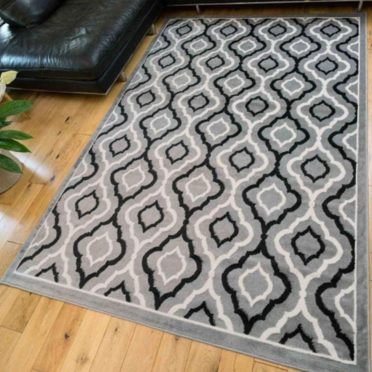Grey Moroccan Trellis Flatweave Rug - Ardal - Grey – image 1