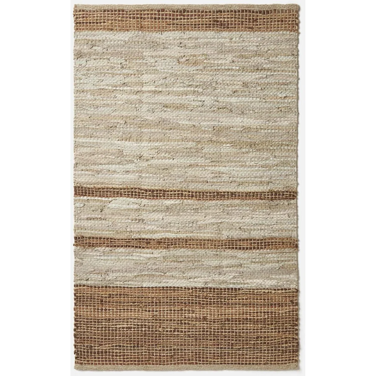 Brown Recycled Leather Handwoven Stripe Rug - Brown / 170cm – image 2