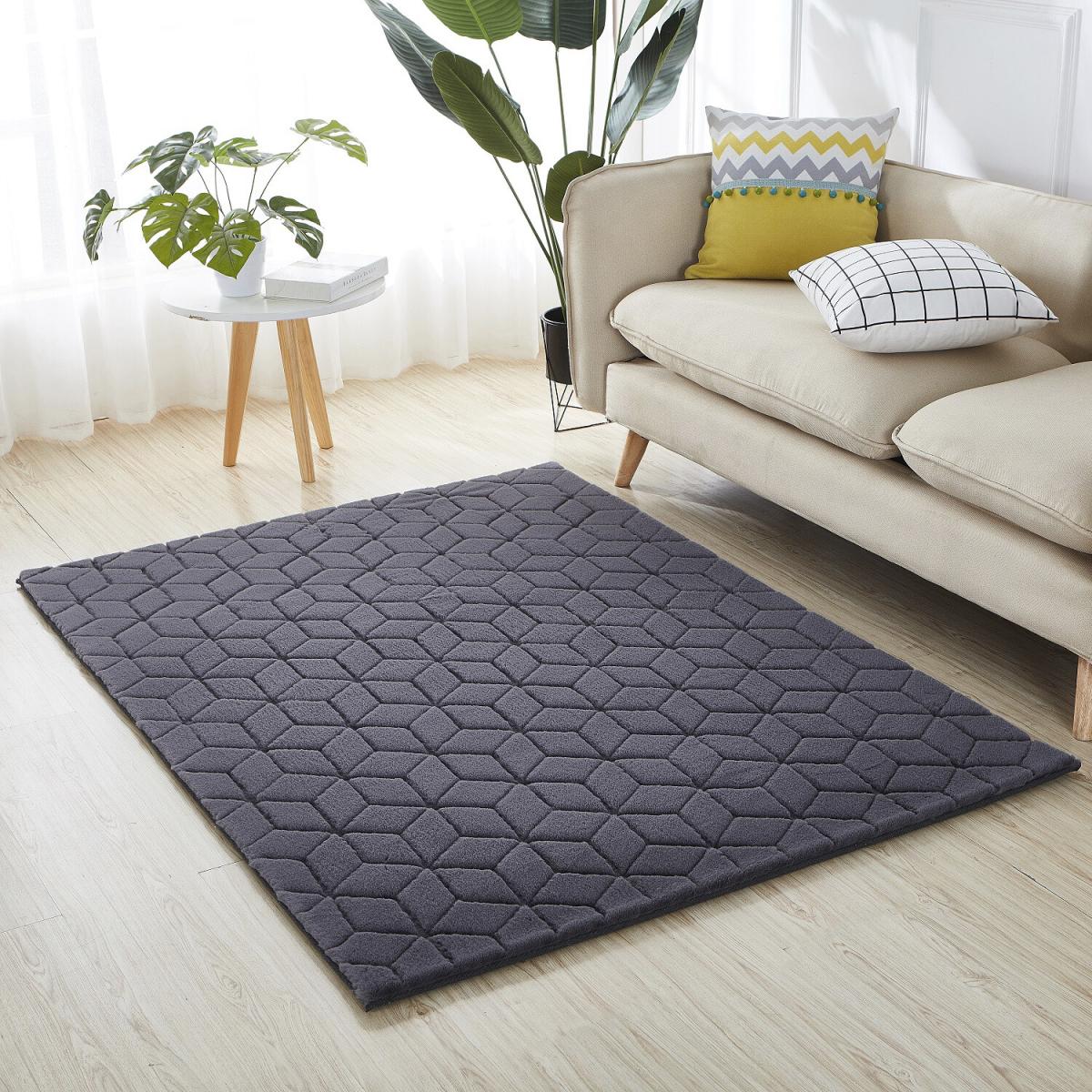 Geo Faux Rabbit Rug - Dark Grey / 200cm – image 1