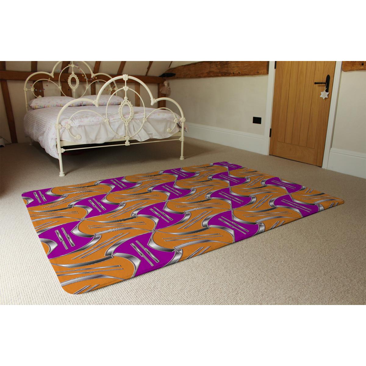 Geo Metalic Shapes Rug - Orange / 110cm – image 3