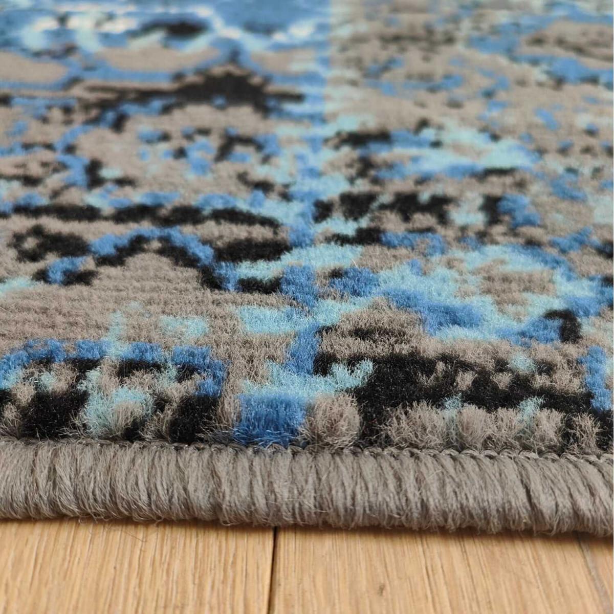 Blue and Grey Distressed Patchwork Rug - Trend - Blue and Grey / 8kg – image 3