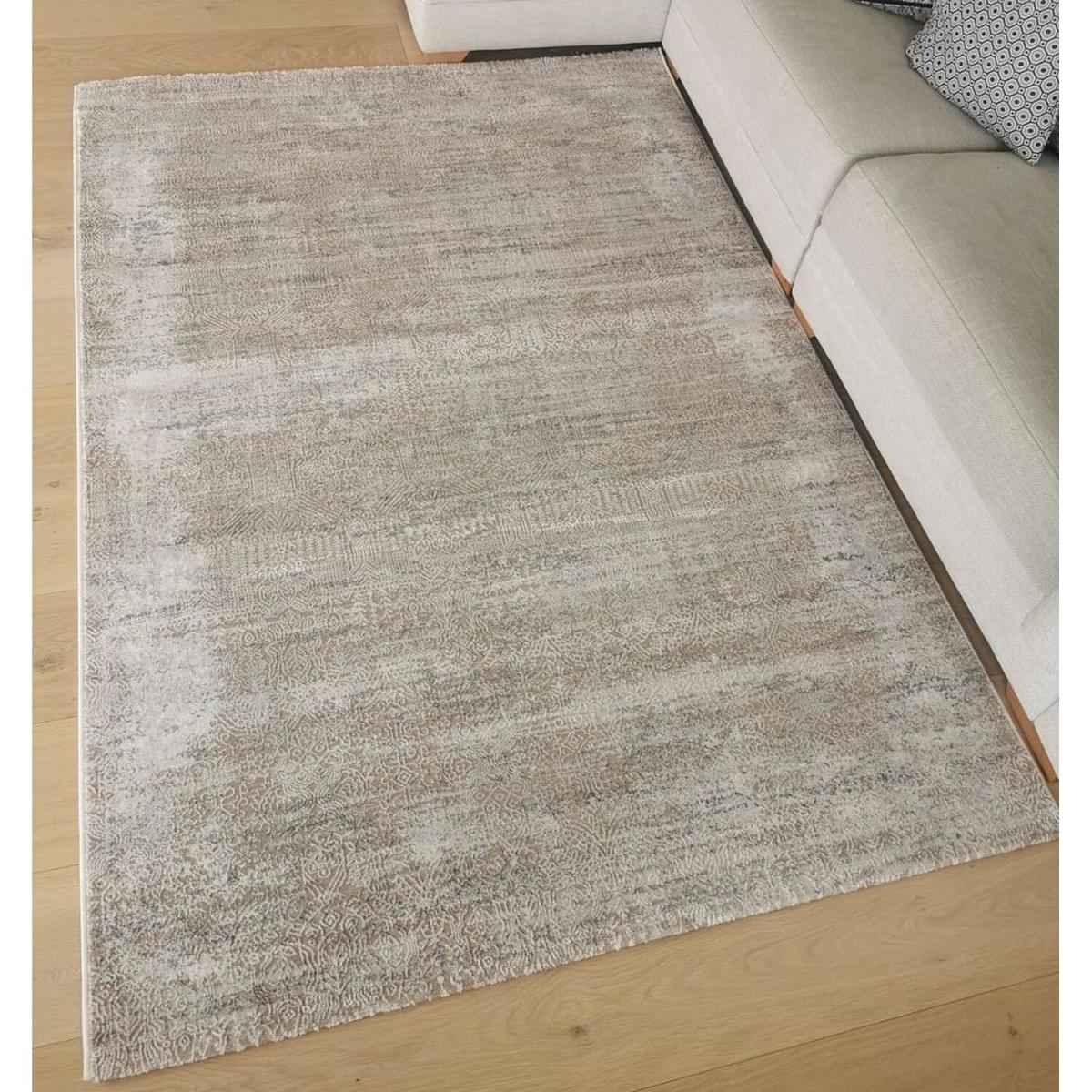 Beige Soft Shaggy Abstract Living Room Rugs - Transitional - Neutral / 3kg / 66cm – image 3