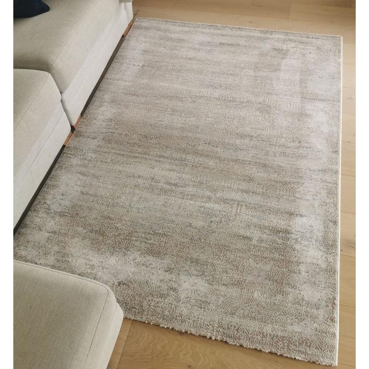 Beige Soft Shaggy Abstract Living Room Rugs - Transitional - Neutral / 3kg / 66cm – image 4