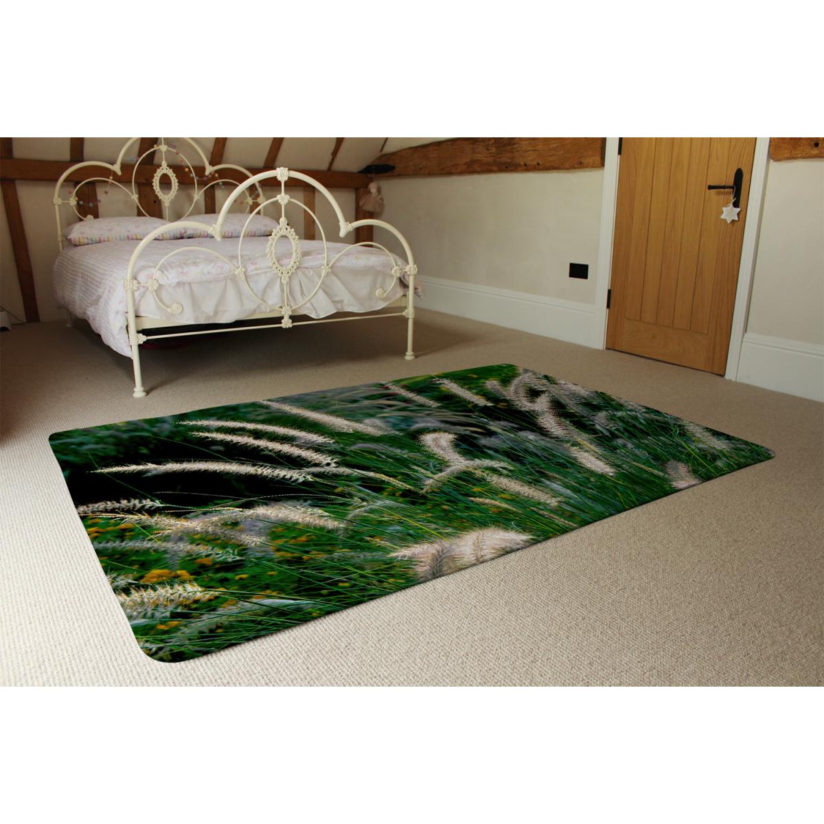 Decorative Cat Tail Grass Growing Along A Walkway Designer Rug - Green / 110cm – image 3