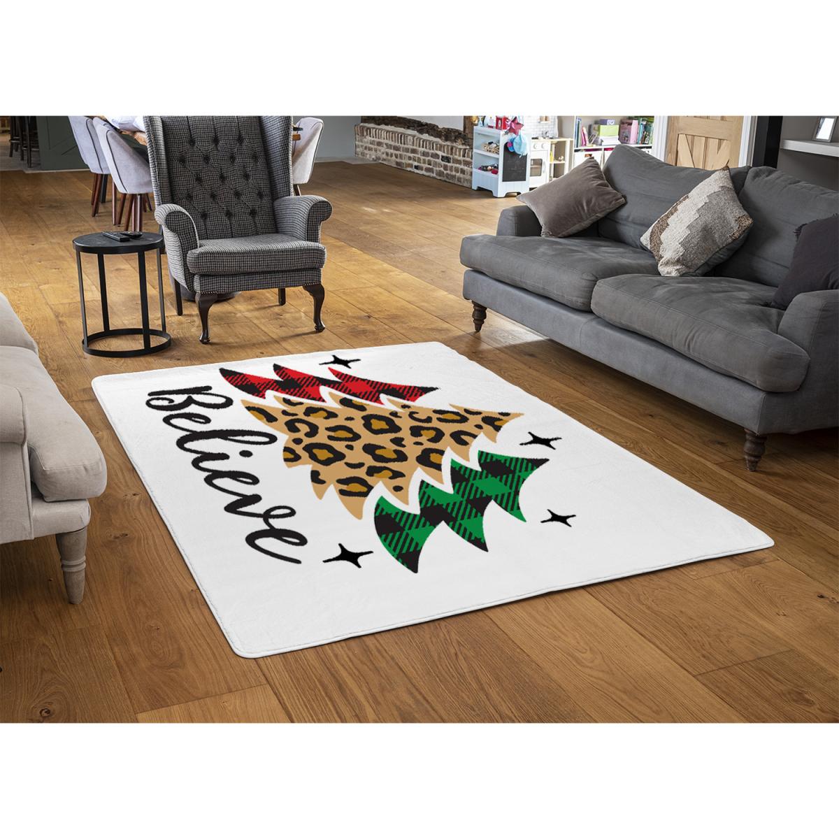 Christmas Trees With Leopard Print Style Rug - brown / 230cm – image 2