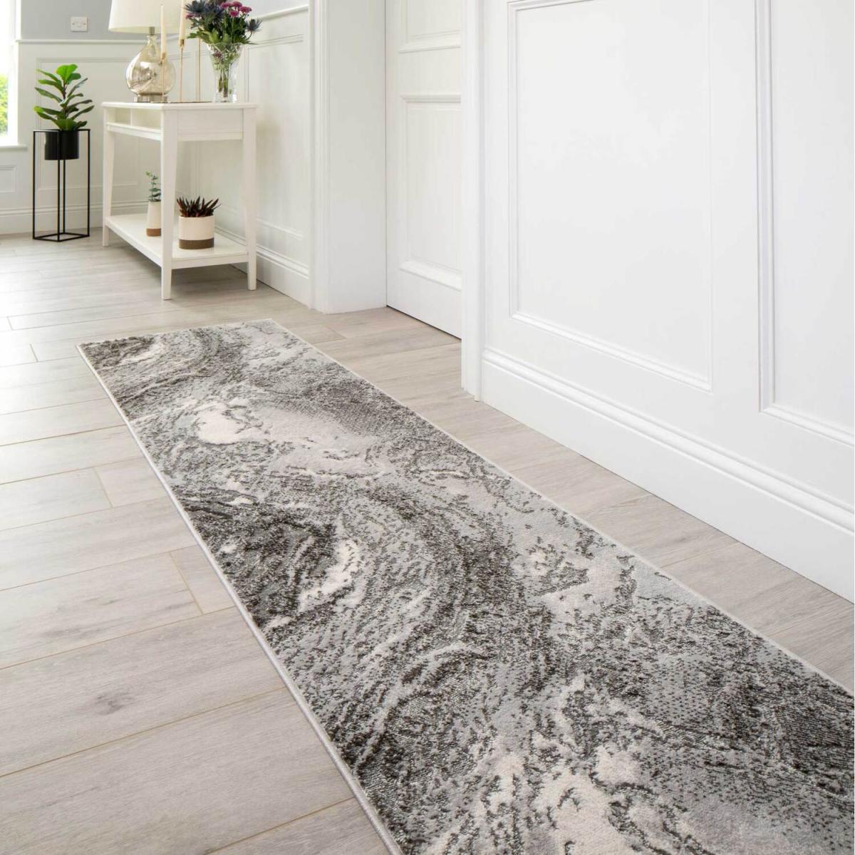 Silver Grey Modern Textured Marble Area Rug - Grey / 240cm – image 1