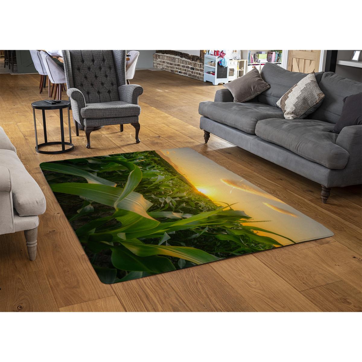 Field At Sunset Designer Rug Designer Rug - Green / 200cm – image 2