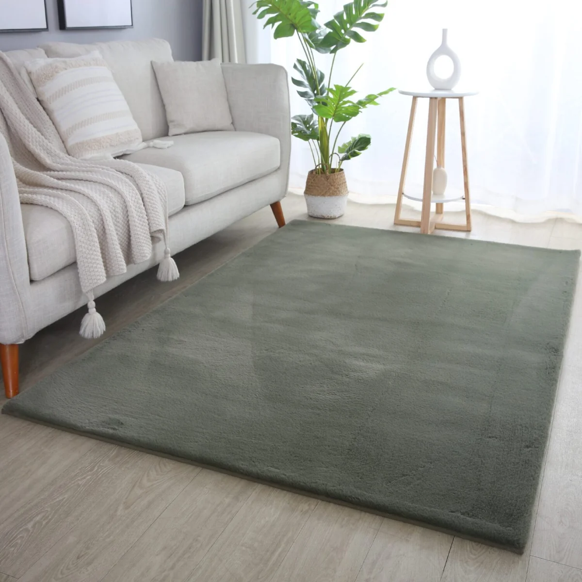 Plushtale Washable Plain Living Room Super Soft Poly Cotton Area Rug - Snow White / 200cm / 280cm – image 12