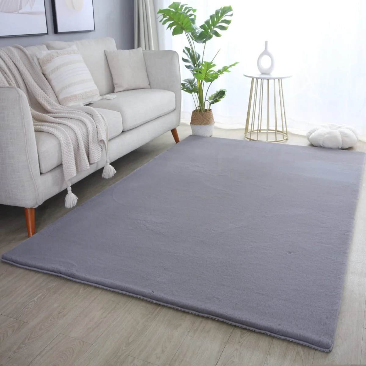 Plushtale Washable Plain Living Room Super Soft Poly Cotton Area Rug - Snow White / 200cm / 280cm – image 17