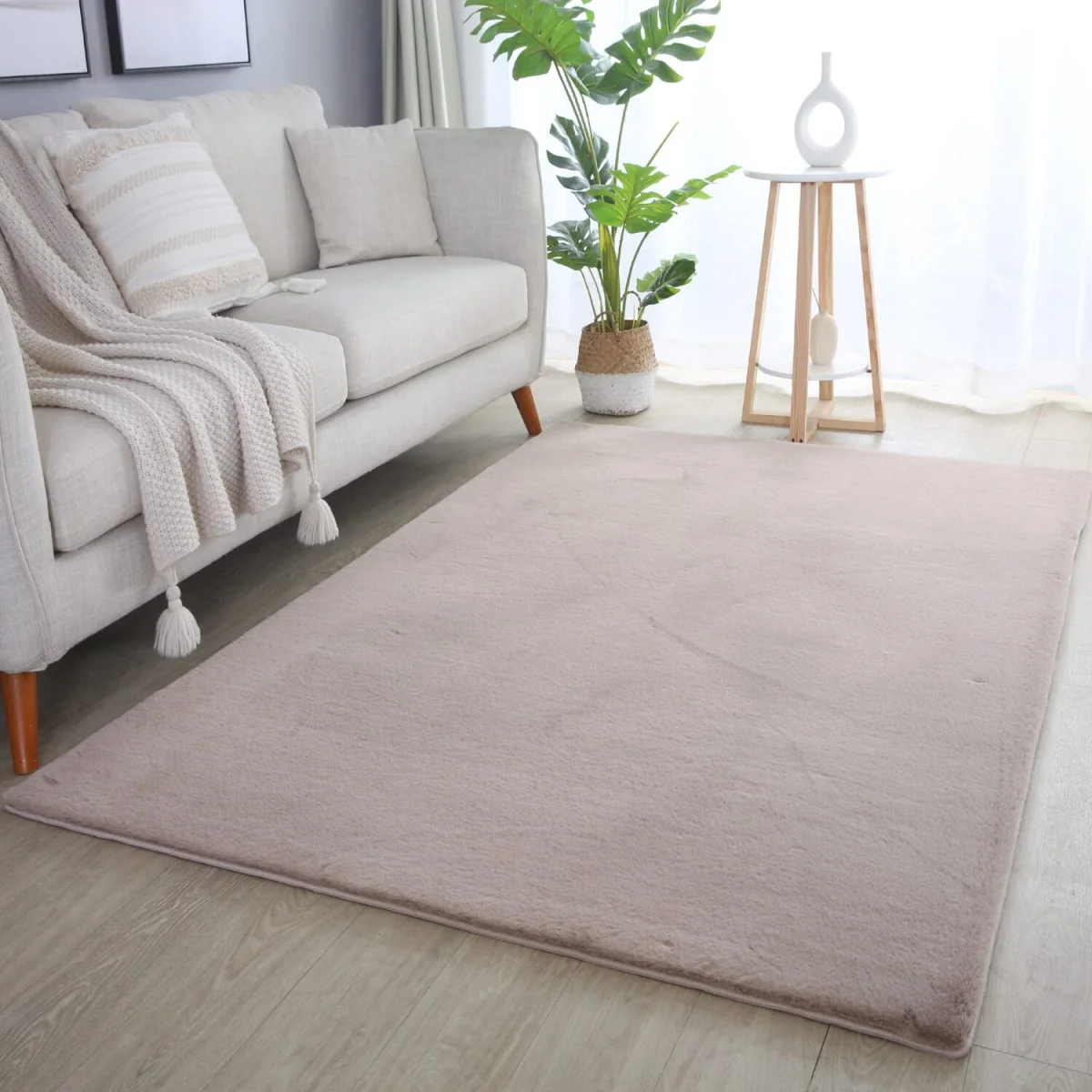 Plushtale Washable Plain Living Room Super Soft Poly Cotton Area Rug - Snow White / 200cm / 280cm – image 22