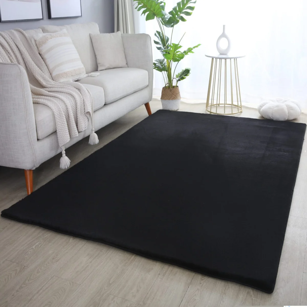 Plushtale Washable Plain Living Room Super Soft Poly Cotton Area Rug - Snow White / 200cm / 280cm – image 32