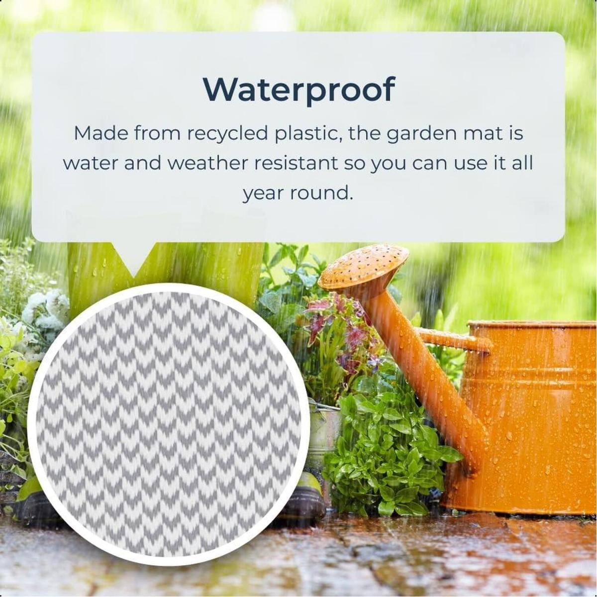 Grey and White Small Chevrons Outdoor Camping Rug Mat - Light Grey and White – image 2