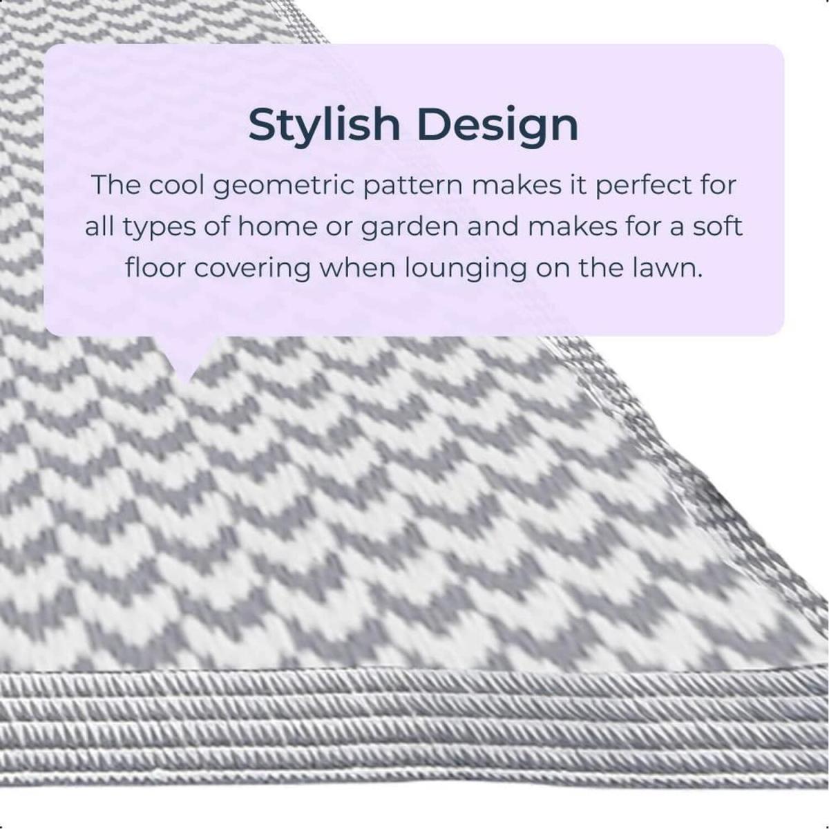 Grey and White Small Chevrons Outdoor Camping Rug Mat - Light Grey and White – image 4