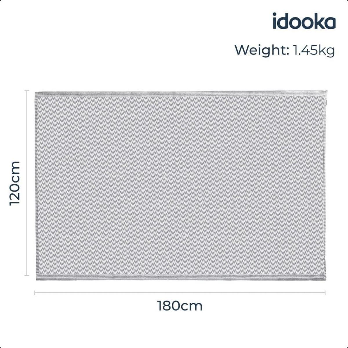 Grey and White Small Chevrons Outdoor Camping Rug Mat - Light Grey and White – image 6