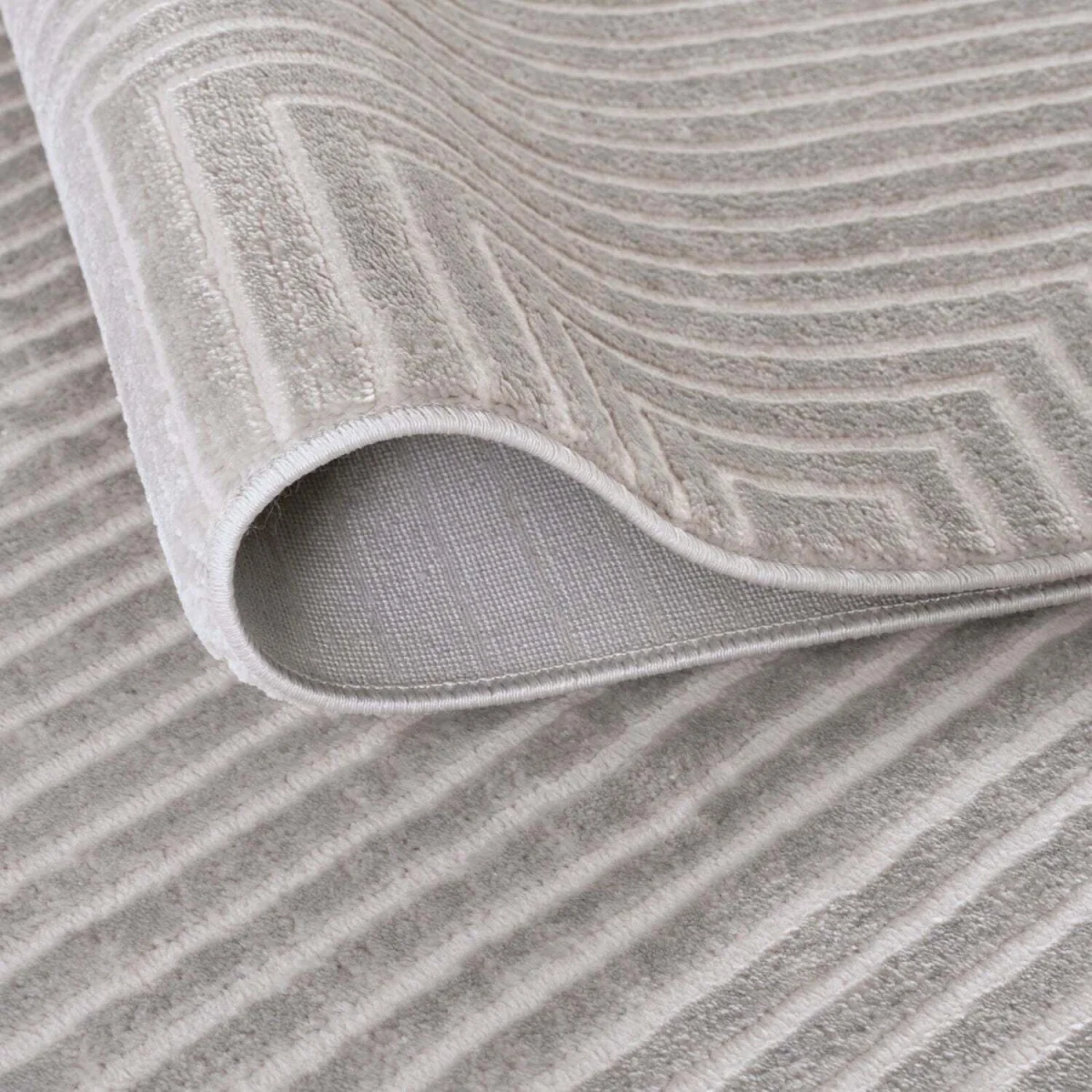 The Rugs Carmel Maze Geometric Textured Rug - Grey-Cream – image 4