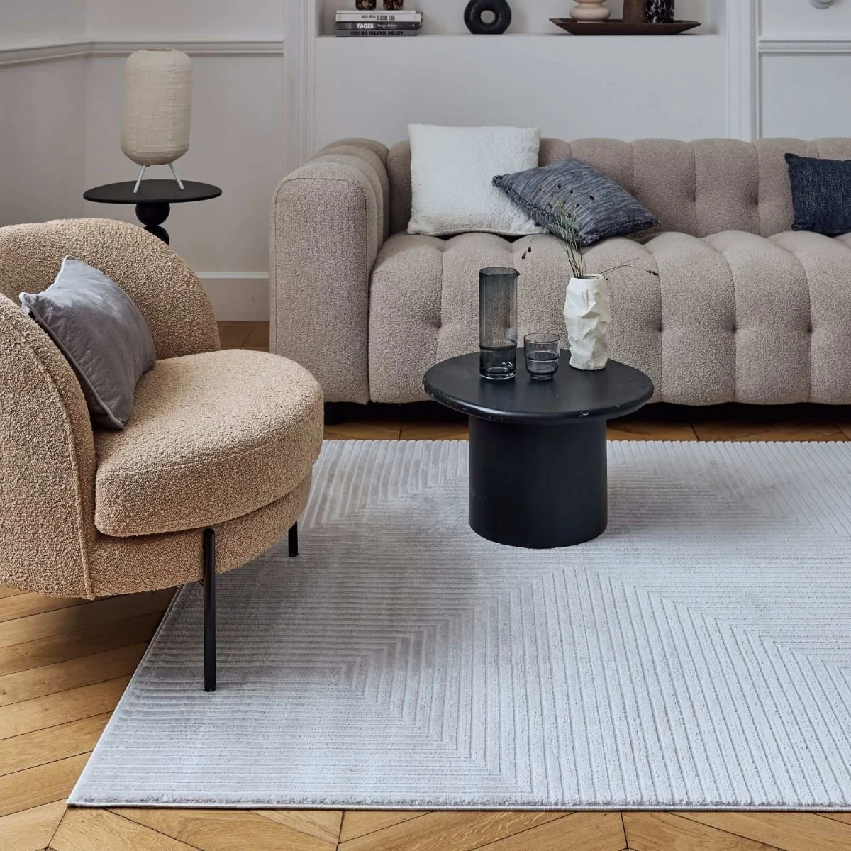The Rugs Carmel Maze Geometric Textured Rug - Grey-Cream – image 7