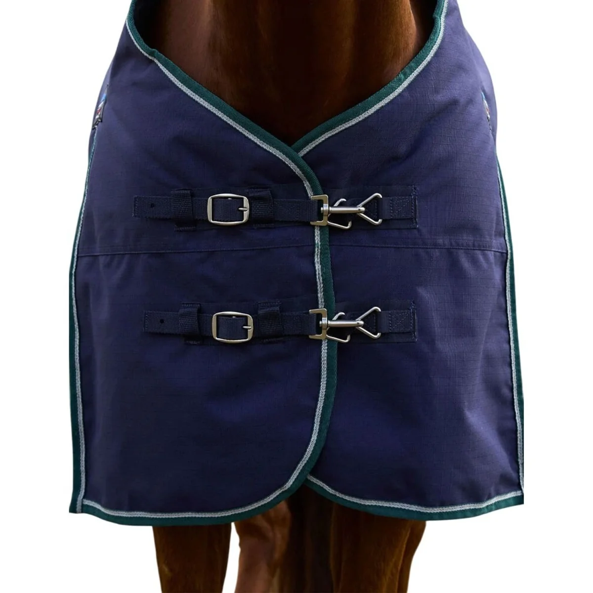 Weatherbeeta Comfitec Plus Dynamic Standard-Neck 100g Horse Turnout Rug - Navy/Forest Green / Cotton – image 2